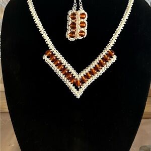 Cream and Brown Necklace with Elegant Design